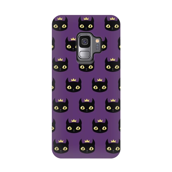 Galaxy S9 StrongFit Black cat pattern by Laura Nagel