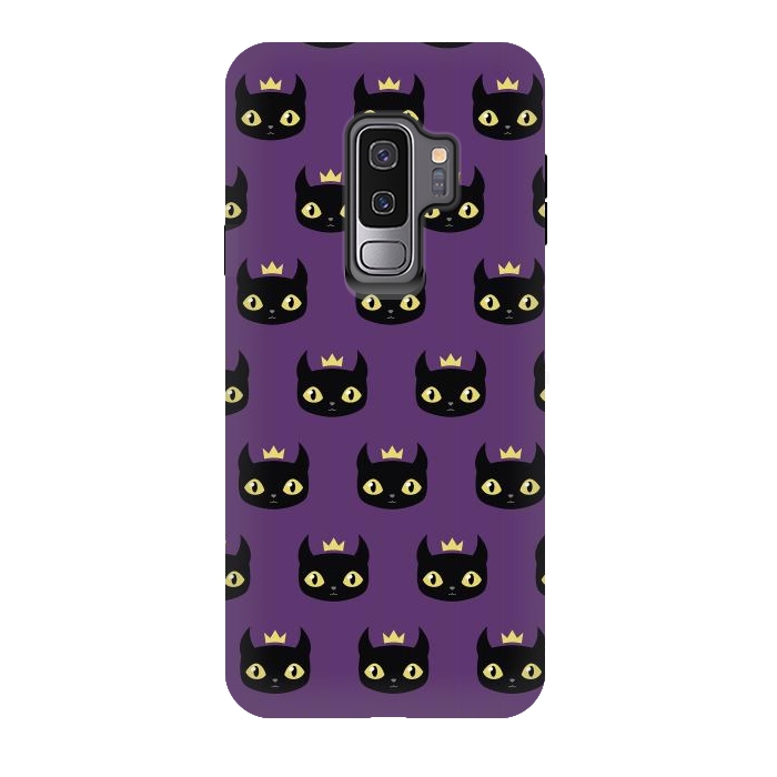 Galaxy S9 plus StrongFit Black cat pattern by Laura Nagel