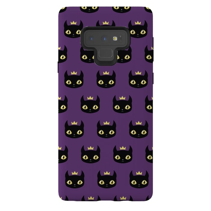 Galaxy Note 9 StrongFit Black cat pattern by Laura Nagel