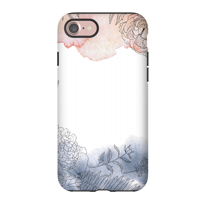 iPhone 7 StrongFit Blush and Blue Ink and Florals  by  Utart