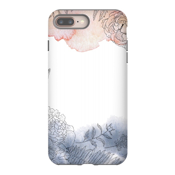 iPhone 7 plus StrongFit Blush and Blue Ink and Florals  by  Utart