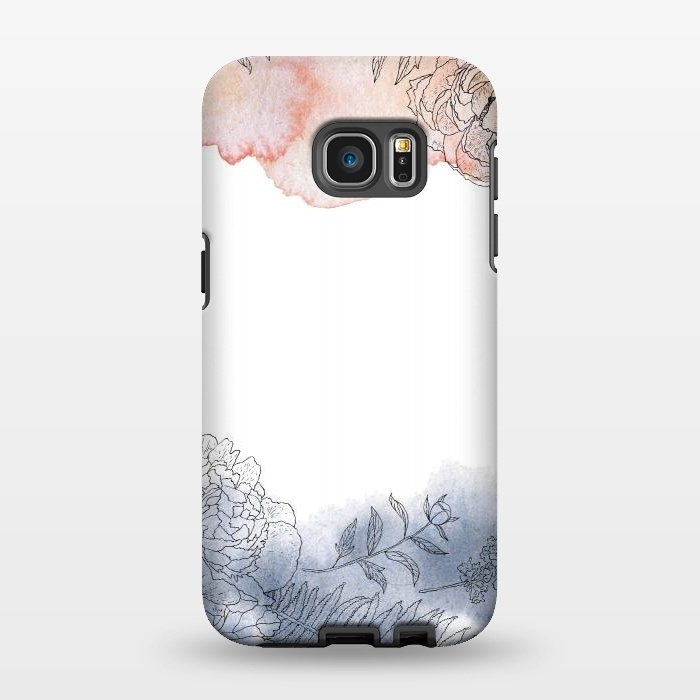 Galaxy S7 EDGE StrongFit Blush and Blue Ink and Florals  by  Utart