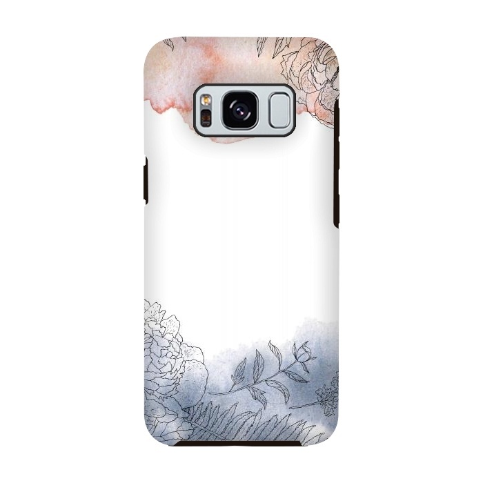 Galaxy S8 StrongFit Blush and Blue Ink and Florals  by  Utart