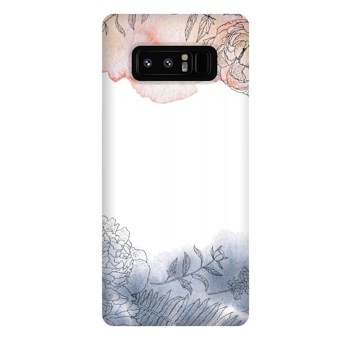 Galaxy Note 8 StrongFit Blush and Blue Ink and Florals  by  Utart