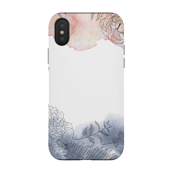 iPhone Xs / X StrongFit Blush and Blue Ink and Florals  by  Utart