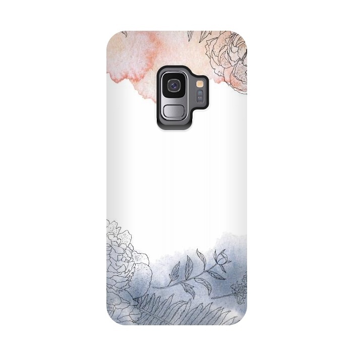 Galaxy S9 StrongFit Blush and Blue Ink and Florals  by  Utart