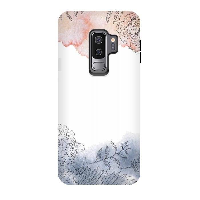 Galaxy S9 plus StrongFit Blush and Blue Ink and Florals  by  Utart