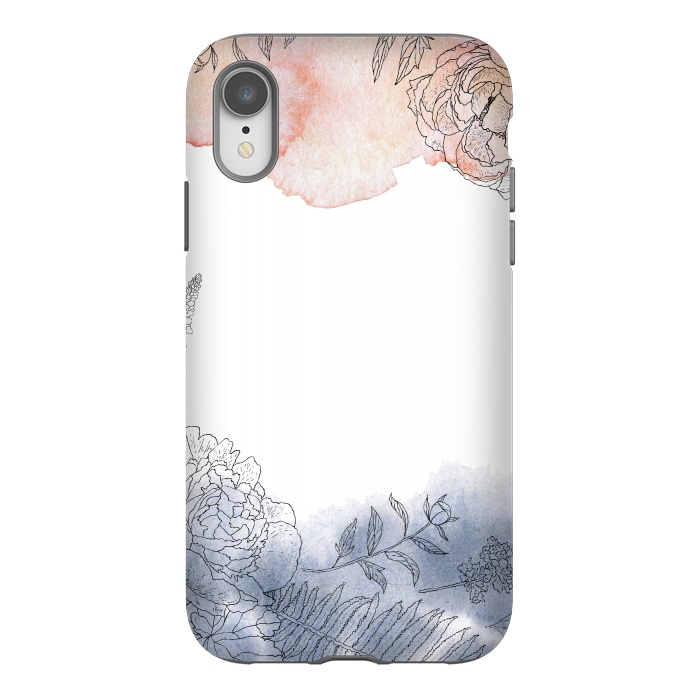 iPhone Xr StrongFit Blush and Blue Ink and Florals  by  Utart