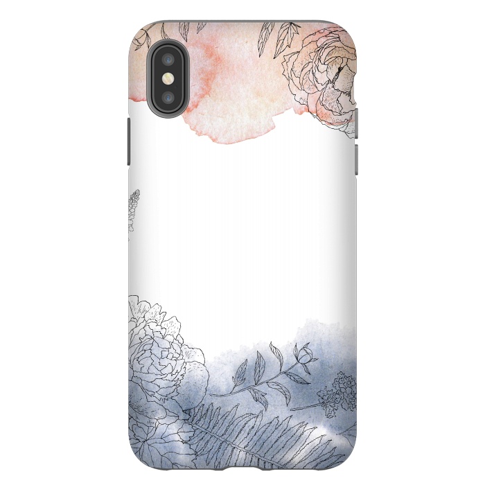 iPhone Xs Max StrongFit Blush and Blue Ink and Florals  by  Utart