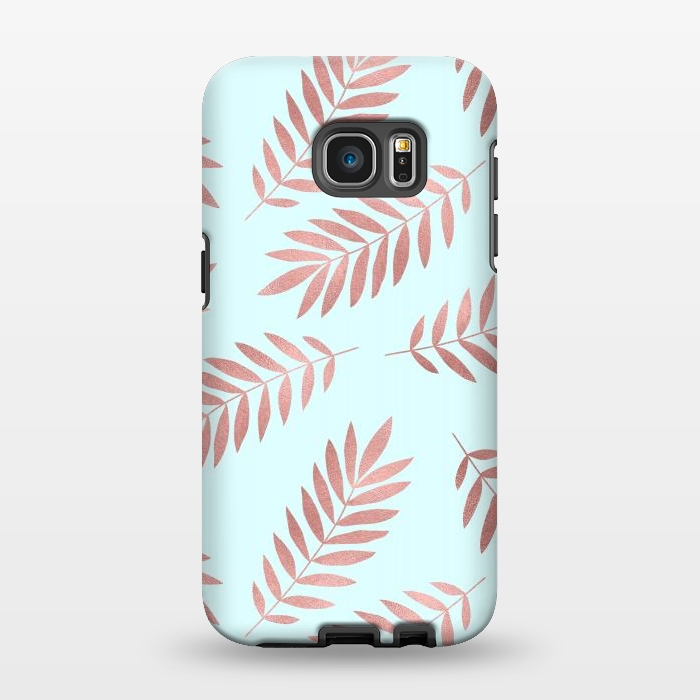 Galaxy S7 EDGE StrongFit Rose Gold Leaves by Creativeaxle