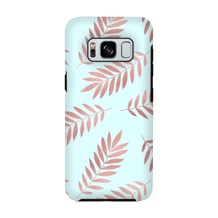 Galaxy S8 StrongFit Rose Gold Leaves by Creativeaxle
