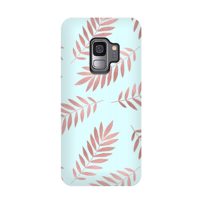 Galaxy S9 StrongFit Rose Gold Leaves by Creativeaxle