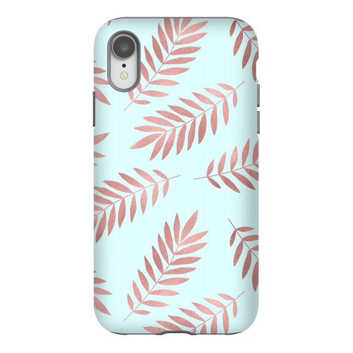 iPhone Xr StrongFit Rose Gold Leaves by Creativeaxle