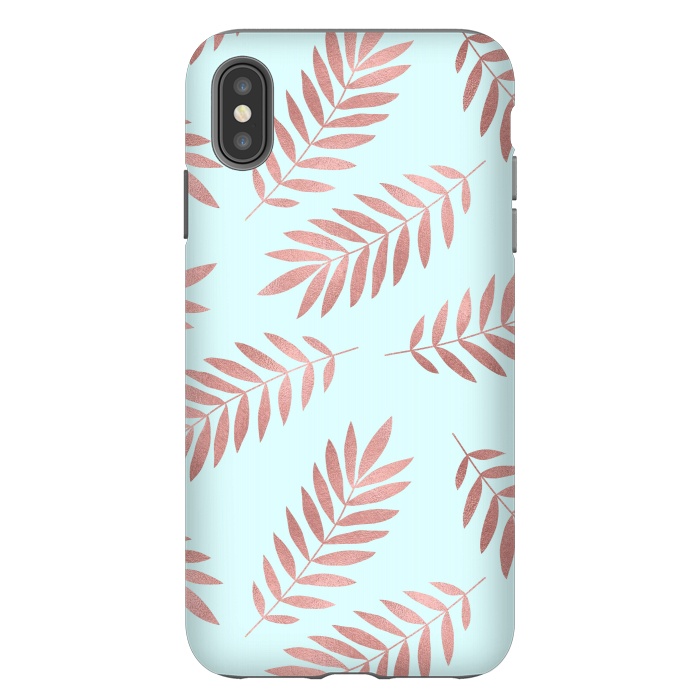 iPhone Xs Max StrongFit Rose Gold Leaves by Creativeaxle