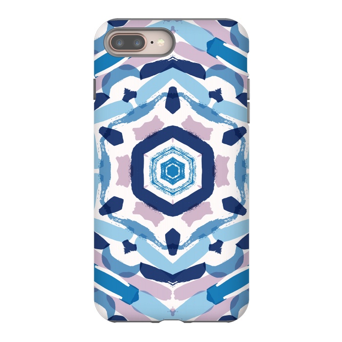 iPhone 7 plus StrongFit Blue Kaleidoscope Mandala by Creativeaxle