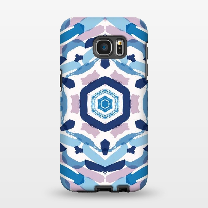 Galaxy S7 EDGE StrongFit Blue Kaleidoscope Mandala by Creativeaxle