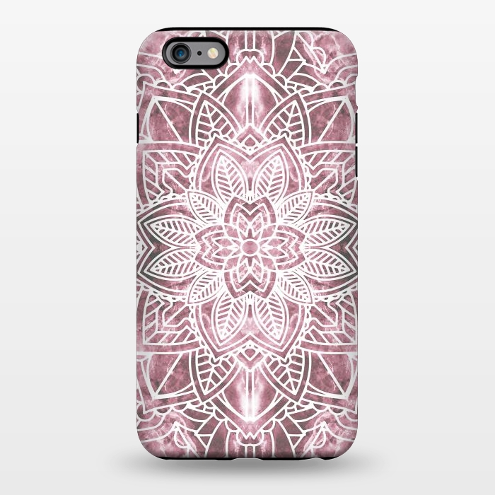 iPhone 6/6s plus StrongFit White floral mandala petals on pink marble by Oana 