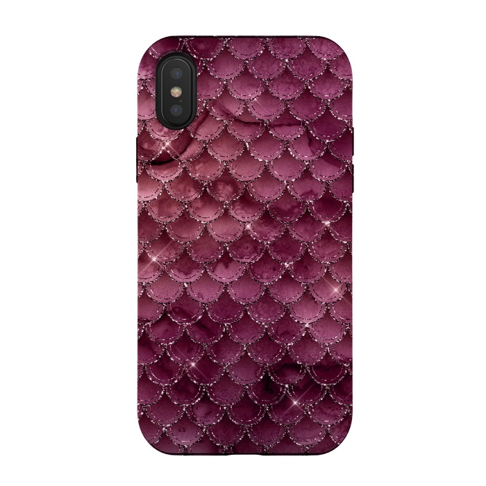 iPhone Xs / X StrongFit Purple Silver Mermaid Scales by  Utart