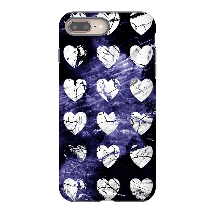 iPhone 7 plus StrongFit Marble hearts pattern on purple dark stone by Oana 