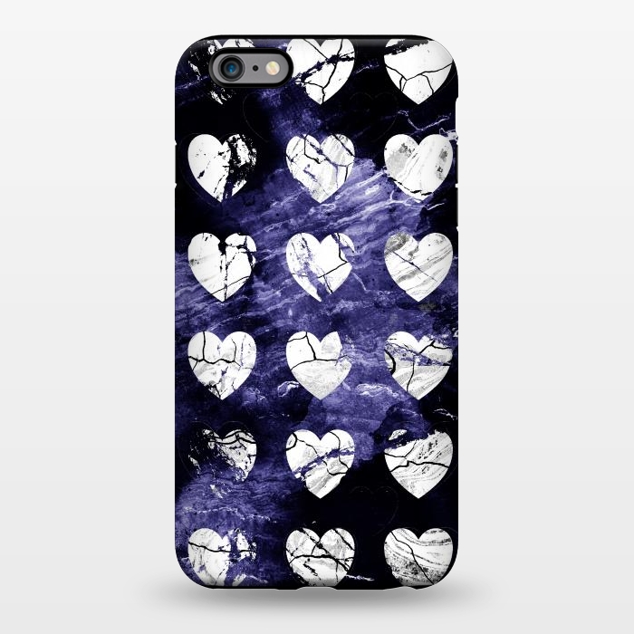 iPhone 6/6s plus StrongFit Marble hearts pattern on purple dark stone by Oana 