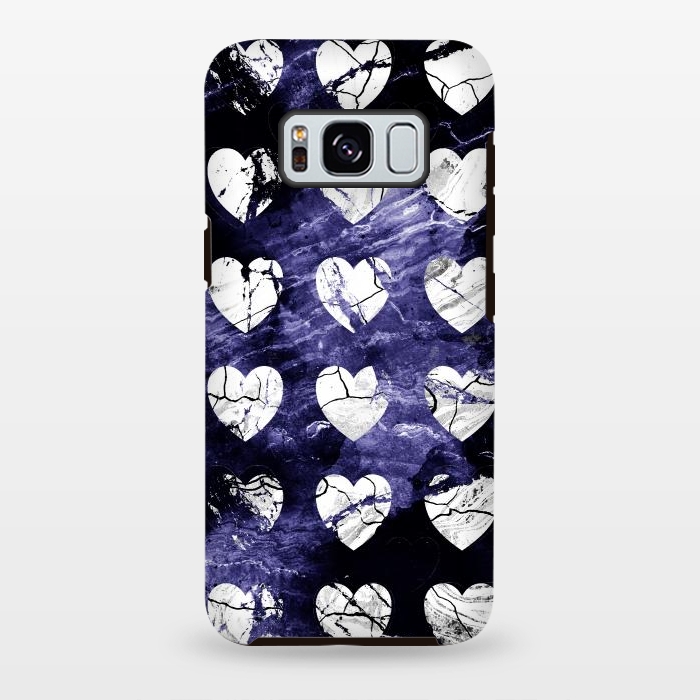 Galaxy S8 plus StrongFit Marble hearts pattern on purple dark stone by Oana 