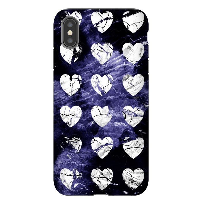 iPhone Xs Max StrongFit Marble hearts pattern on purple dark stone by Oana 