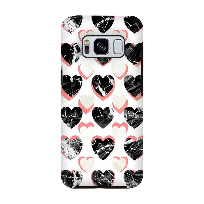 Galaxy S8 StrongFit Marble 3d romantic hearts pattern  by Oana 