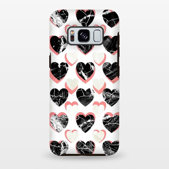 Galaxy S8 plus StrongFit Marble 3d romantic hearts pattern  by Oana 