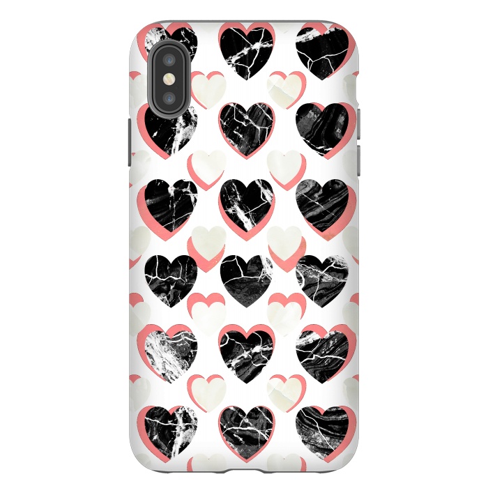 iPhone Xs Max StrongFit Marble 3d romantic hearts pattern  by Oana 