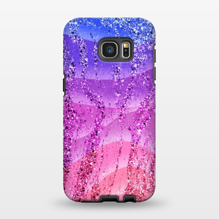 Galaxy S7 EDGE StrongFit Gradient purple pink glitter marble by Oana 