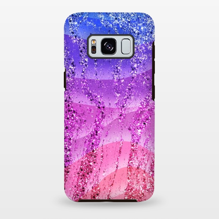 Galaxy S8 plus StrongFit Gradient purple pink glitter marble by Oana 