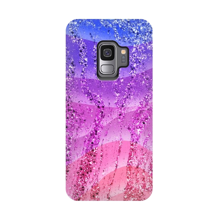 Galaxy S9 StrongFit Gradient purple pink glitter marble by Oana 