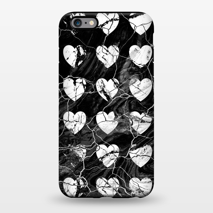 iPhone 6/6s plus StrongFit Black and white marble hearts pattern by Oana 