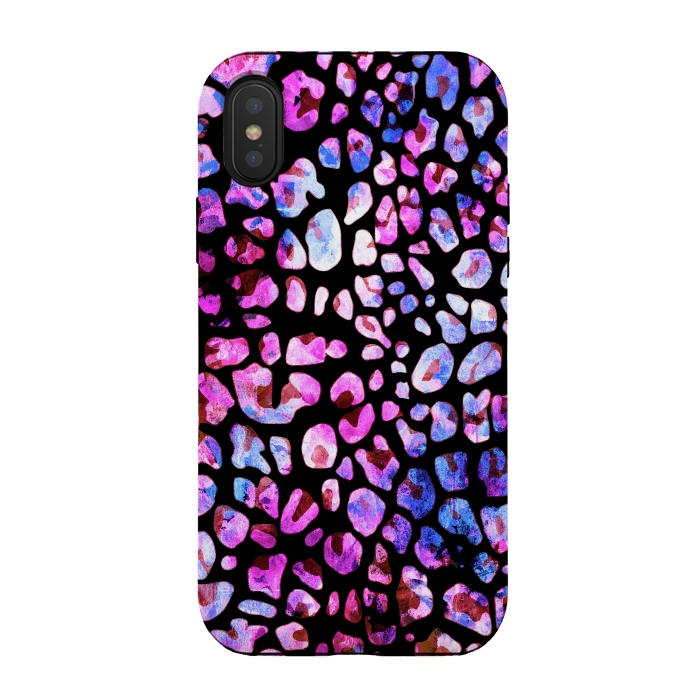 iPhone Xs / X StrongFit Blue purple magenta leopard print by Oana 