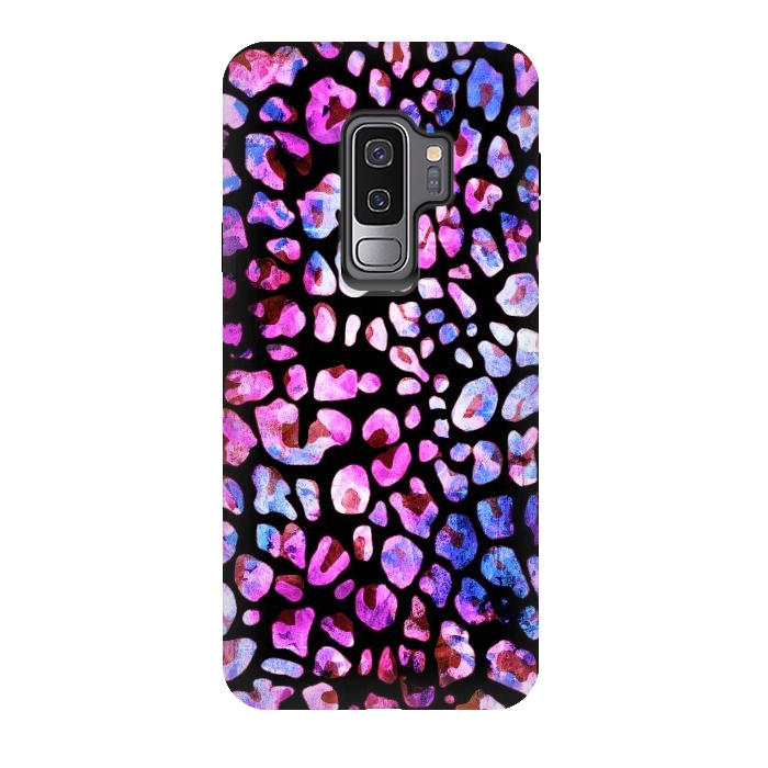 Galaxy S9 plus StrongFit Blue purple magenta leopard print by Oana 
