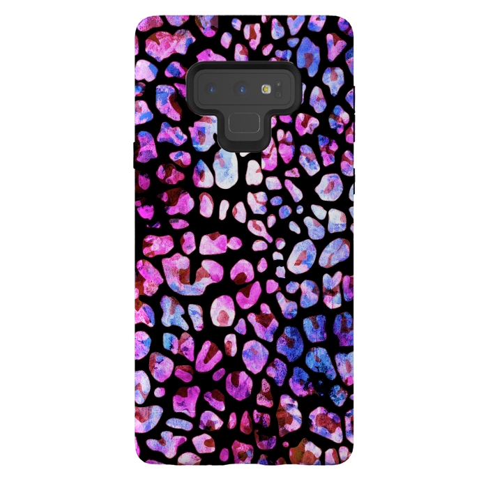 Galaxy Note 9 StrongFit Blue purple magenta leopard print by Oana 