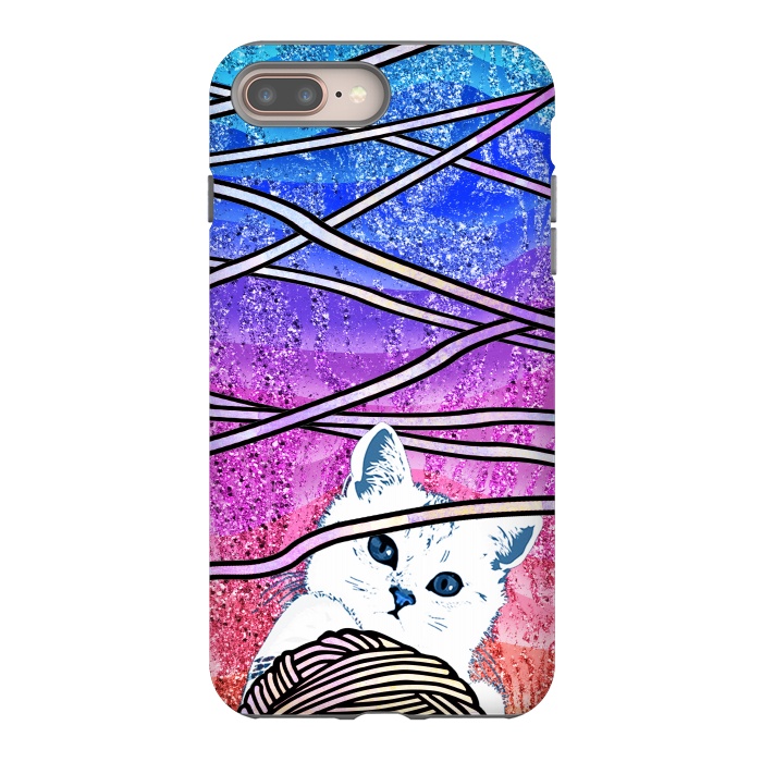 iPhone 7 plus StrongFit Kitten playing with yarn and gradient marble by Oana 