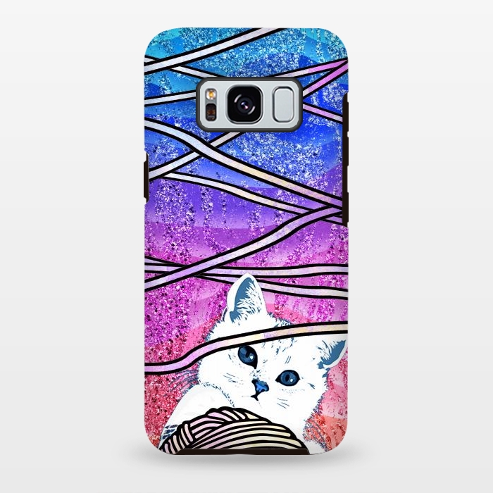 Galaxy S8 plus StrongFit Kitten playing with yarn and gradient marble by Oana 
