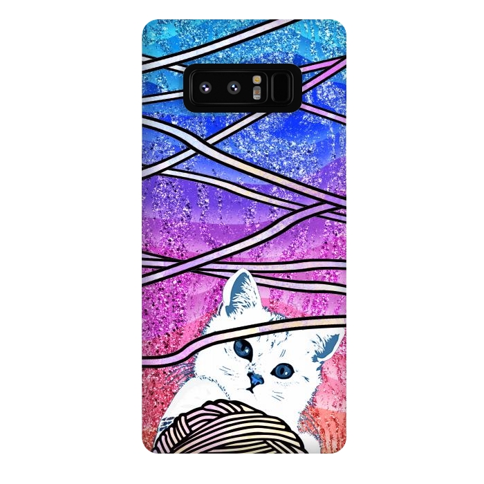 Galaxy Note 8 StrongFit Kitten playing with yarn and gradient marble by Oana 