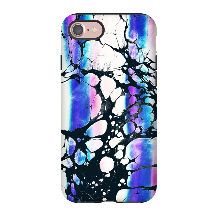 iPhone 7 StrongFit purple pink gradient marble with black ink cracks by Oana 