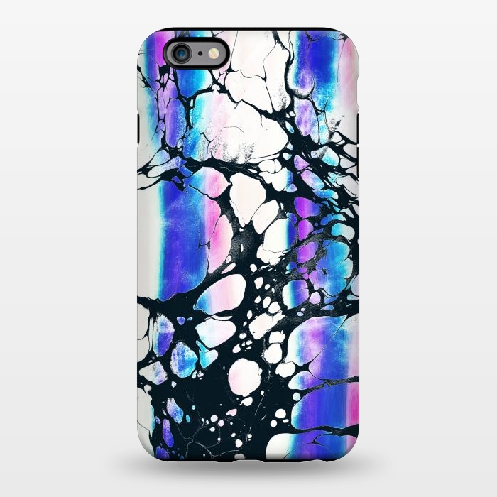 iPhone 6/6s plus StrongFit purple pink gradient marble with black ink cracks by Oana 