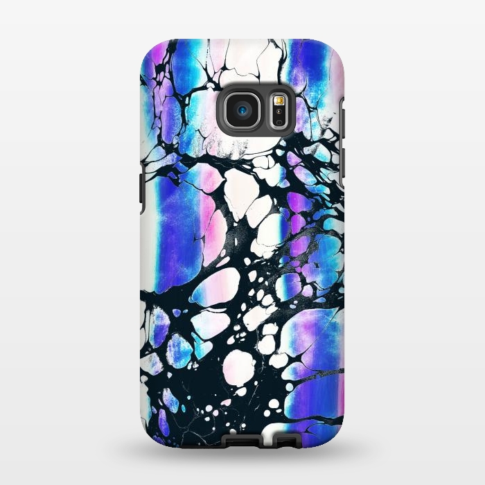 Galaxy S7 EDGE StrongFit purple pink gradient marble with black ink cracks by Oana 