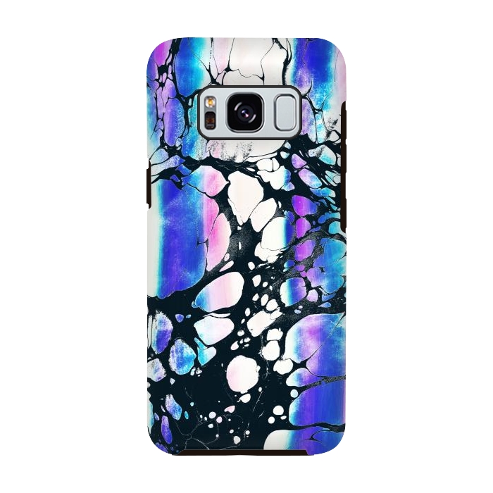 Galaxy S8 StrongFit purple pink gradient marble with black ink cracks by Oana 