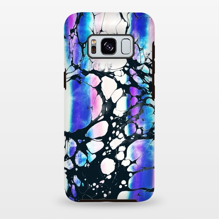 Galaxy S8 plus StrongFit purple pink gradient marble with black ink cracks by Oana 
