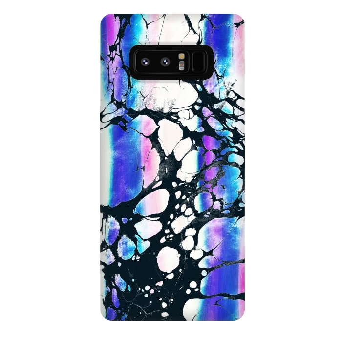 Galaxy Note 8 StrongFit purple pink gradient marble with black ink cracks by Oana 
