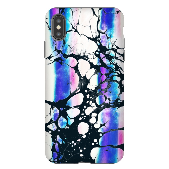 iPhone Xs Max StrongFit purple pink gradient marble with black ink cracks by Oana 