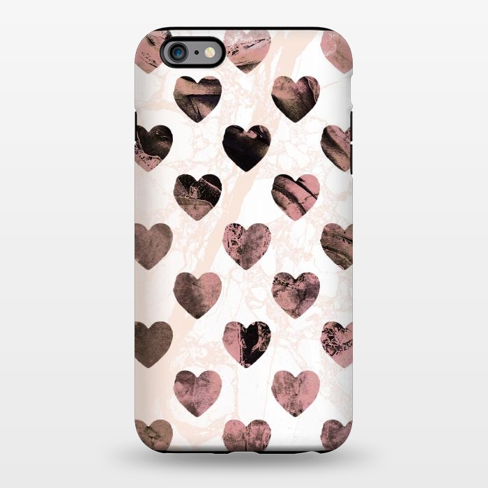 iPhone 6/6s plus StrongFit Pastel pink marble hearts pattern by Oana 