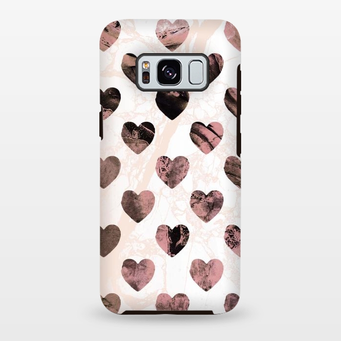 Galaxy S8 plus StrongFit Pastel pink marble hearts pattern by Oana 