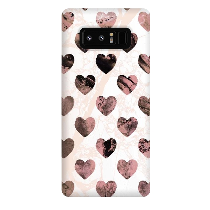 Galaxy Note 8 StrongFit Pastel pink marble hearts pattern by Oana 