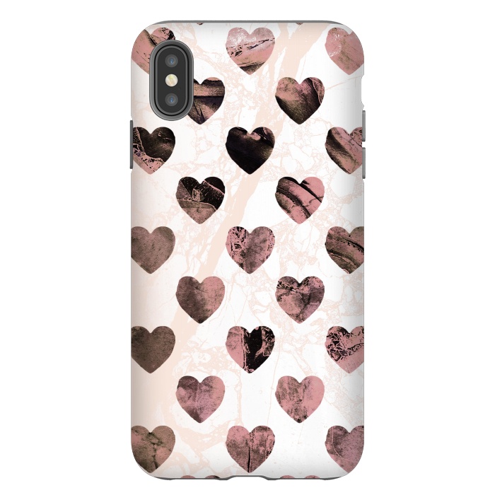 iPhone Xs Max StrongFit Pastel pink marble hearts pattern by Oana 